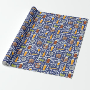 Papier Cadeau Styles de bière Papier à enveloppement bleu