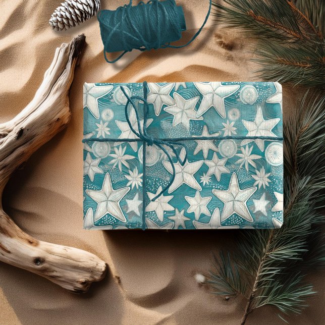 Papier Cadeau Stylisé Starfish & Sand Dollars Motif#25 ID1009 (Créateur téléchargé)