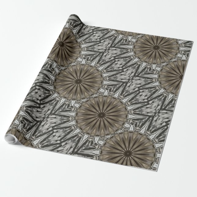 Papier Cadeau Stylish Elegant Kaleidoscope Design Brown Gray (Déroulé)