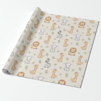 Papier Cadeau Subtle Safari Animals Pattern Birthday 