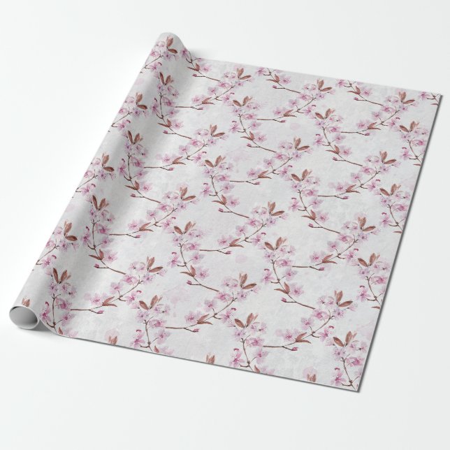 Papier Cadeau Succursale en fleurs de cerisier (Déroulé)