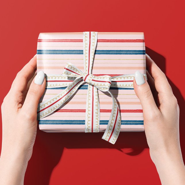 Papier Cadeau Sucre de canne d'aquarelle rose moderne et élégant (Créateur téléchargé)