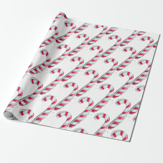 Papier Cadeau Sucre de canne de Noël (Déroulé)