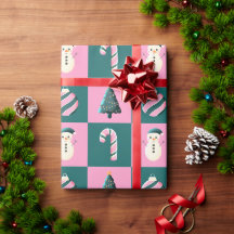 Sucre de canne de Noël bonhomme de neige rose cyan
