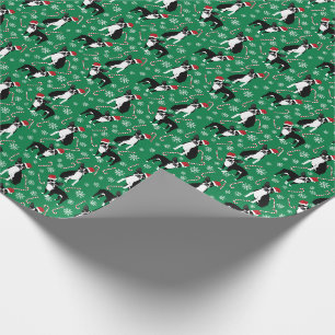 Papier Cadeau Sucre de canne de Noël de Boston Terrier