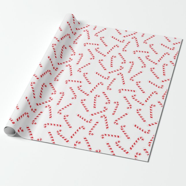 Papier Cadeau Sucre de canne de Noël rouge (Déroulé)