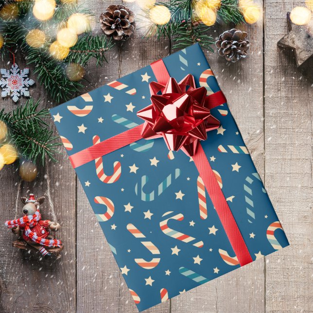 Papier Cadeau Sucre de canne de Noël Vintage (Créateur téléchargé)