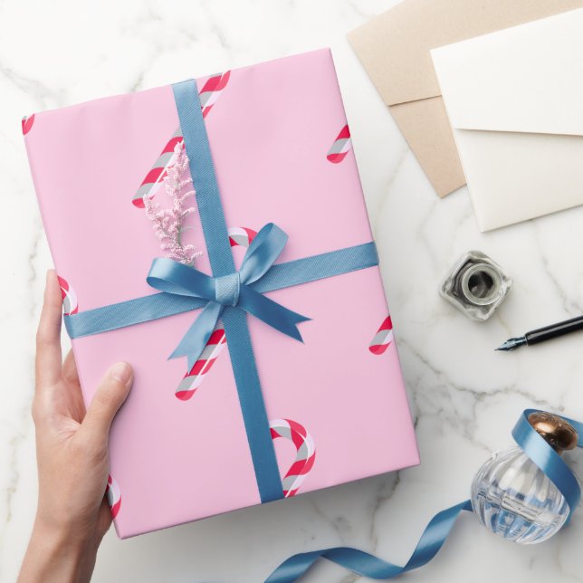 Papier Cadeau Sucre de canne rose Noël (Cadeaux)