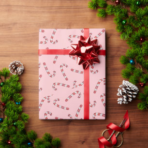 Papier Cadeau Sucre de canne rose traditionnel Noël