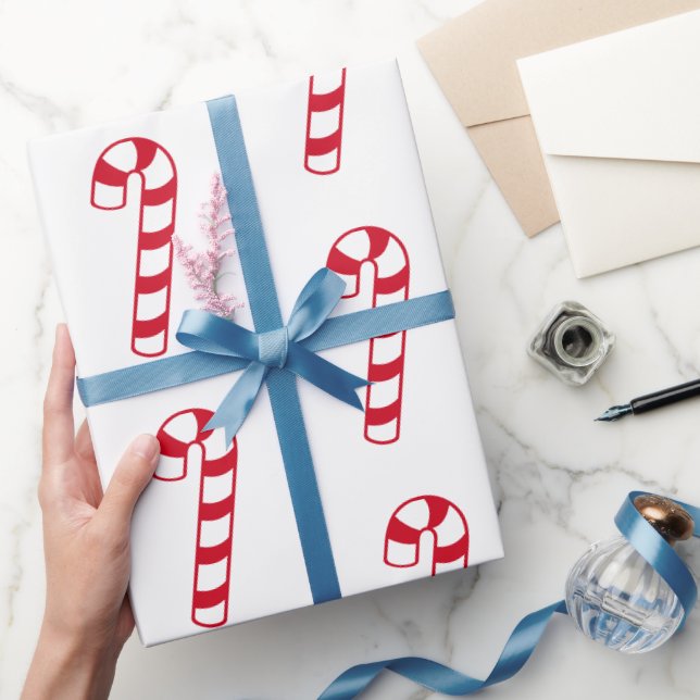 Papier Cadeau Sucre de canne rouge de Noël doux (Cadeaux)