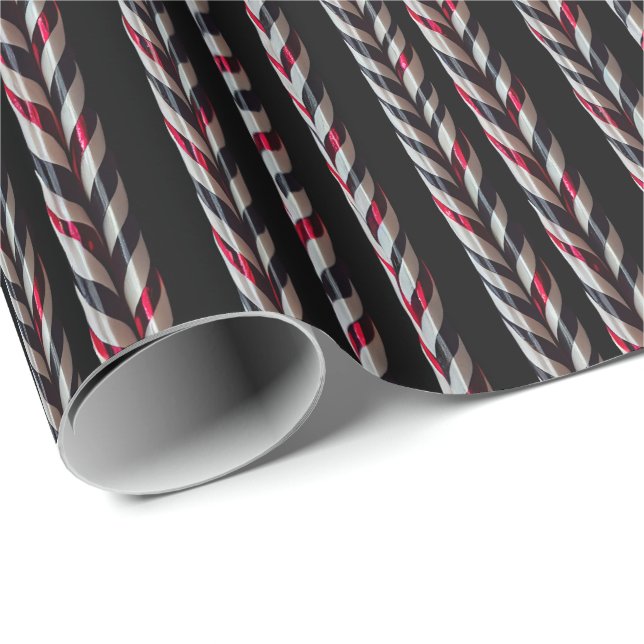 Papier Cadeau Sucre de canne rouge et noir Goth Noël Papier cade (Coin rond)