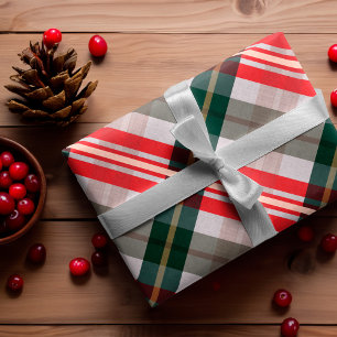 Papier Cadeau Sucre de canne stylish Red Green Plaid Motif