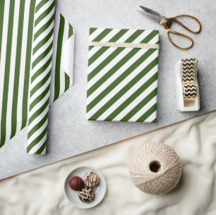 Papier Cadeau Sucre de canne vert rayures Joyeux Noël