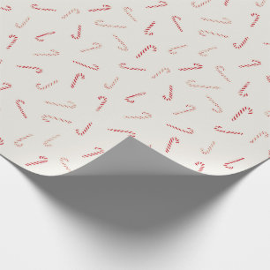 Papier Cadeau Sucres de canne à carreaux rouge et blanc Noël m