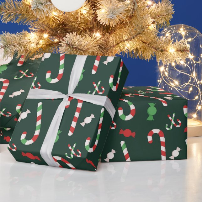 Papier Cadeau Sucres de canne de menthe poivrée (Vacances)
