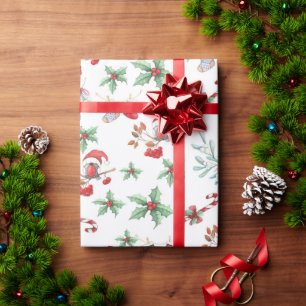 Papier Cadeau Sucres de canne de Noël et Holly