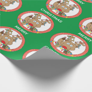 Papier Cadeau Sucres de canne de rennes de Noël
