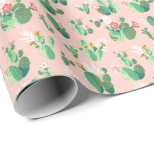 Papier cadeau sud-ouest Cactus Rose et Sarcelle