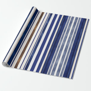Papier Cadeau Summer Navy Blue Trendy Boat Stripes Collection