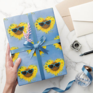 Papier Cadeau Sunflower Heart Abstrait sur Sky