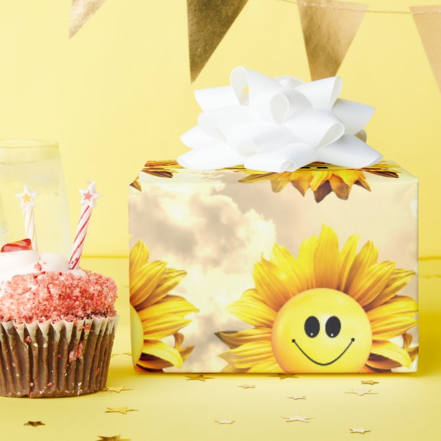 Papier Cadeau Sunflower Sunshine Sky Wrapper Papier (Fête d'anniversaire)