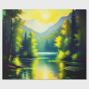 Papier Cadeau Sunrise sur les montagnes enneigées et le lac