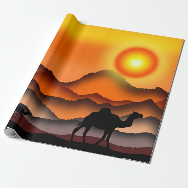 Papier Cadeau Sunset Camel Wrapping Paper (Déroulé)