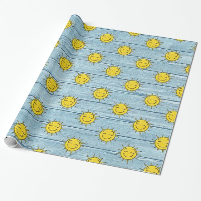 Papier Cadeau Sunshine Wrapping papier Plage de bois d'oeuvre. (Déroulé)
