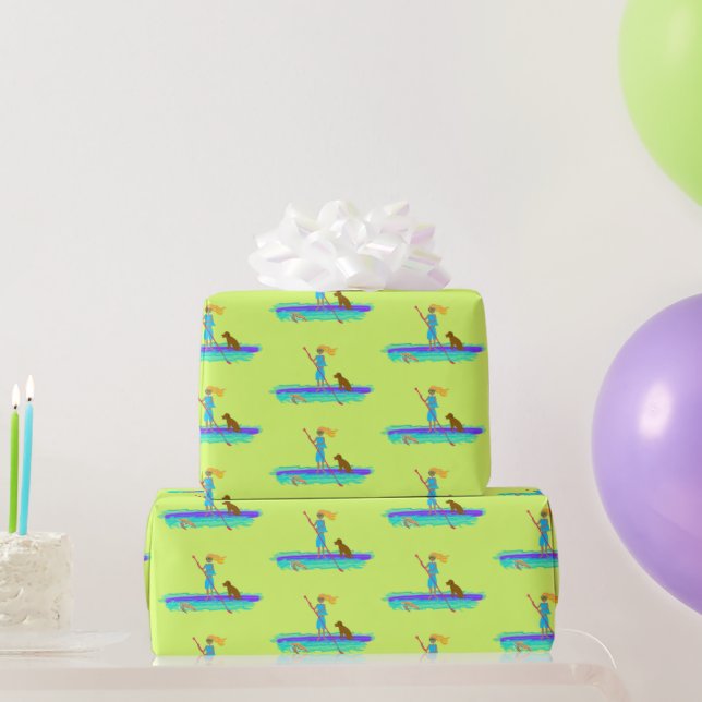 Papier Cadeau SUP Girl Paddleboard Toutes les occasions Envelopp (Cadeaux de fête)