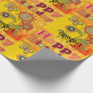 Papier Cadeau Super Grandma 1970's Birthday Vibe Custom