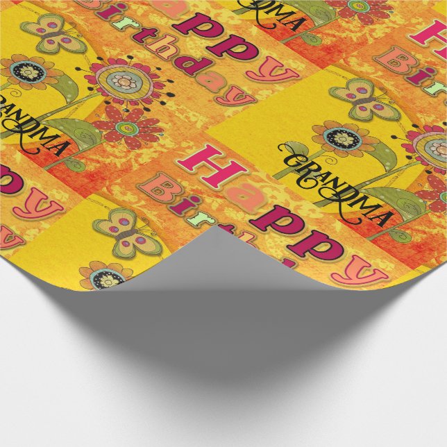 Papier Cadeau Super Grandma 1970's Birthday Vibe Custom (Coin)