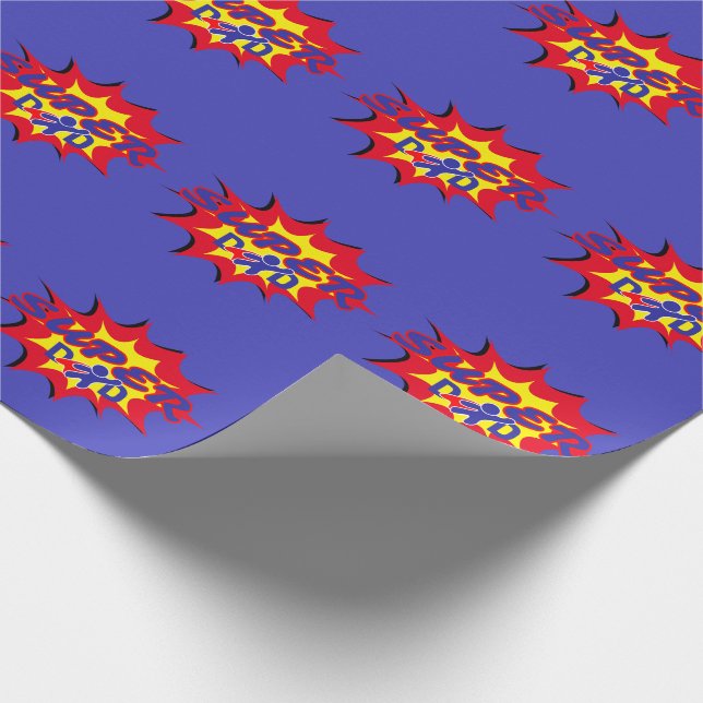 Papier Cadeau Super Hero Papa Fête des pères de livre comique (Coin)