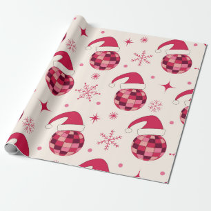Papier Cadeau Super Noël Père Noël Disco Balls Motif