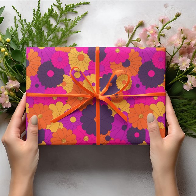 Papier Cadeau Super violet et rose hippie puissance (Créateur téléchargé)