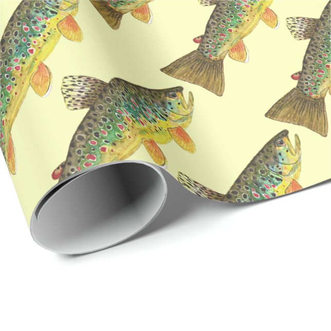 Papier Cadeau Superbe truite Brown pour les pêcheurs de mouches  (Coin rond)