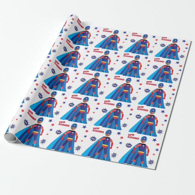 Papier Cadeau Superhero USA Superning Boy Fab Anniversaire Extra (Déroulé)