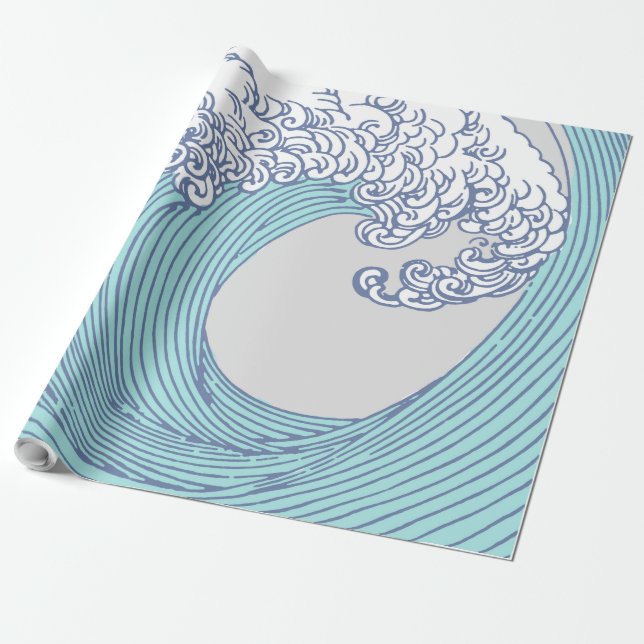 Papier Cadeau Surf asiatique japonais Vague Art Ocean Art (Déroulé)