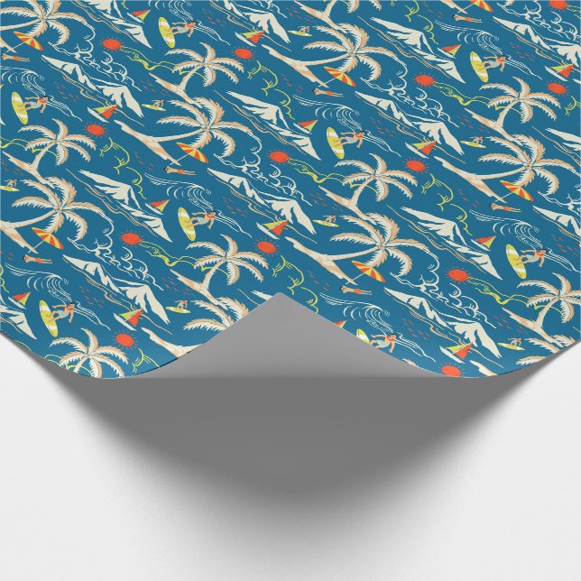 Papier Cadeau Surf tropical île motif à thème (Coin)