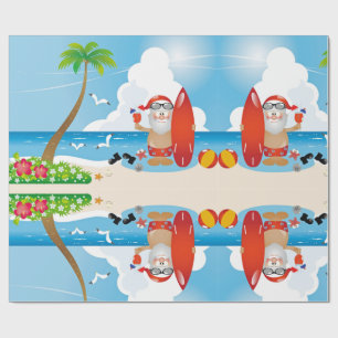 Papier Cadeau surfer santa claus