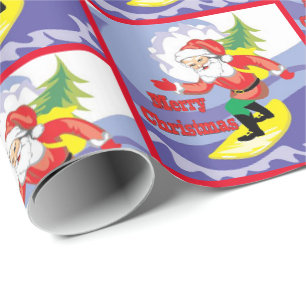 Papier Cadeau Surfing Père Noël Joyeux Noël