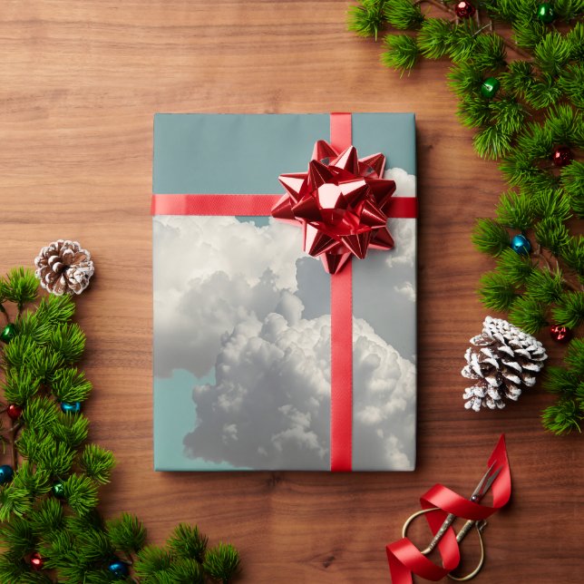 Papier Cadeau Surreal Floral Mountainscape With Dramatic Clouds (Cadeau de vacances)