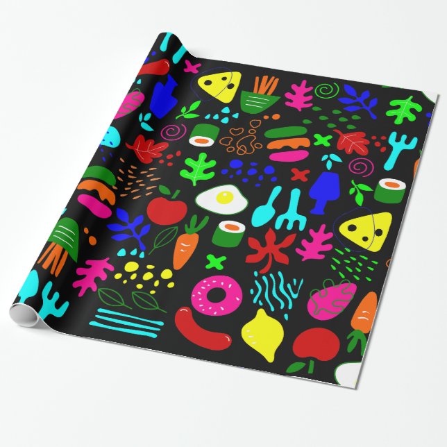 Papier Cadeau sushi de fruits de pop art lunaire (Déroulé)