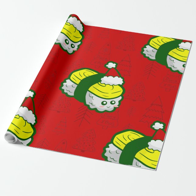 Papier Cadeau sushi de tamago de Noël (Déroulé)