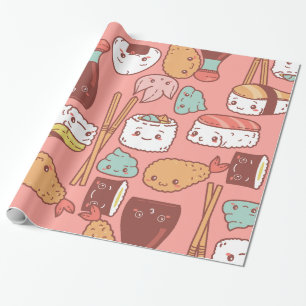 Papier Cadeau sushi tempura rose kawaii mignon