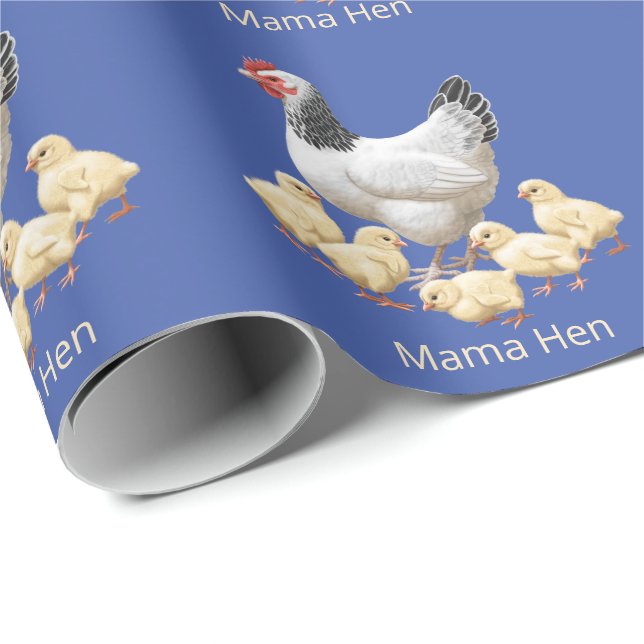 Papier Cadeau Sussex Chicken Mama Hen et Chicks (Coin rond)