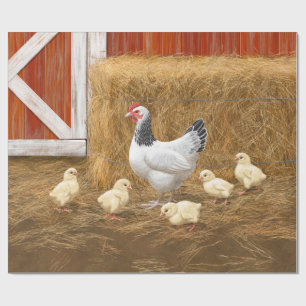 Papier Cadeau Sussex Chicken Mama Hen et Chicks