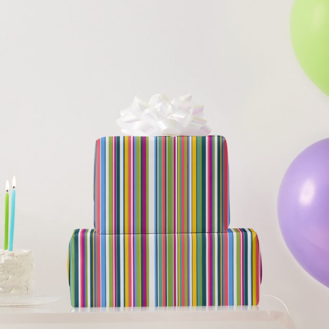 Papier Cadeau Suzy stripes multi rainbow gift wrapping paper (Cadeaux de fête)