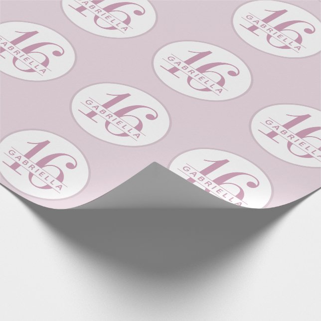 Papier Cadeau Sweet 16 Anniversaire Orchidée violet personnalisé (Coin)