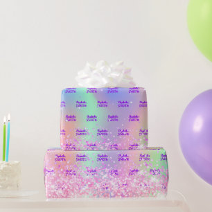 Papier Cadeau Sweet 16 bleu rose violet holographique