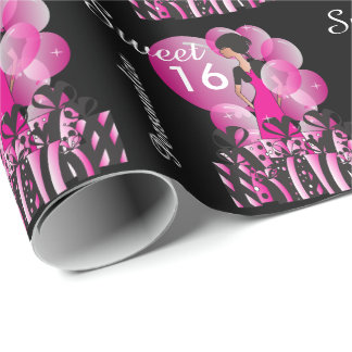 Papier Cadeau Sweet 16 fille d'anniversaire